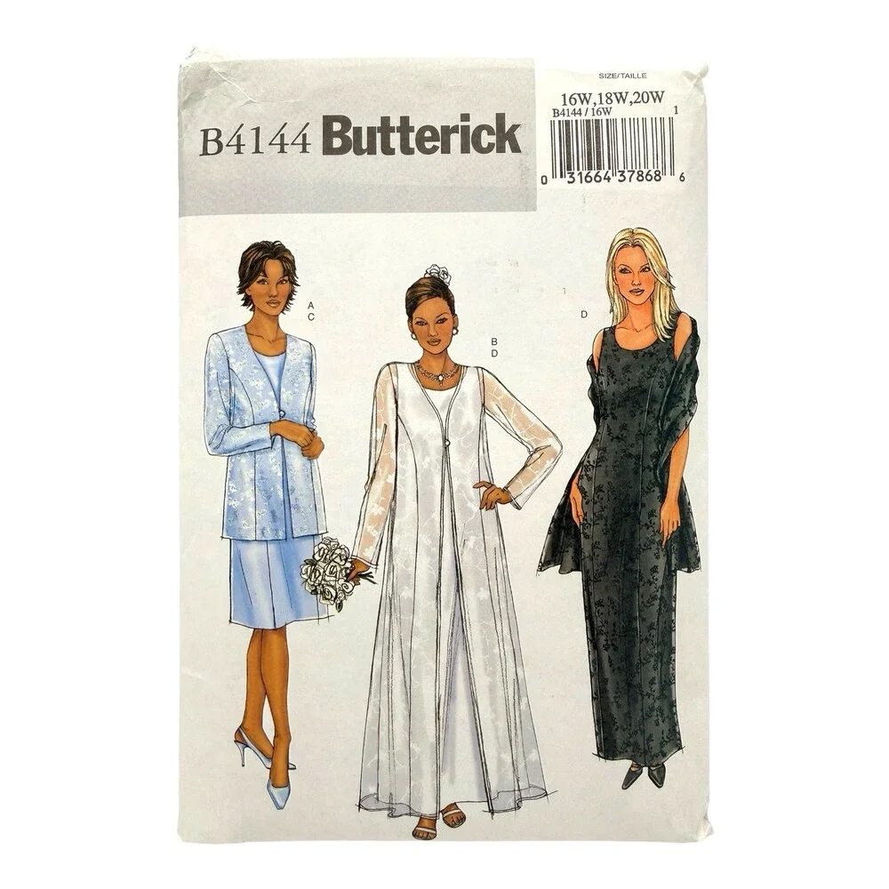 VTG 2004 Butterick Sewing Pattern Womens Jacket Duster Dress Stole s16-20 #B4144
